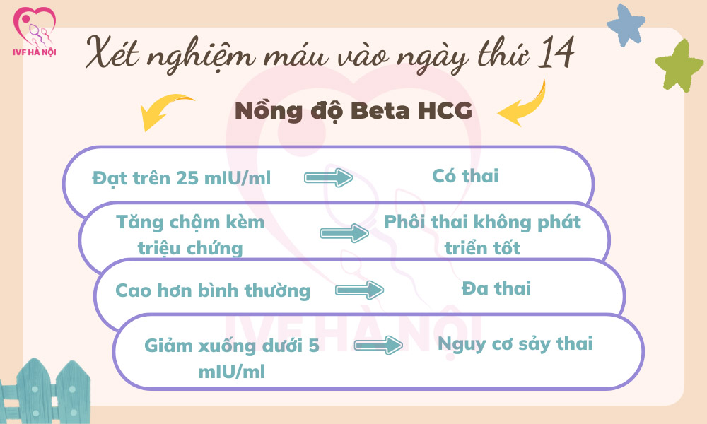 Xét nghiệm máu để xác định nồng độ beta HCG vào ngày thứ 14 sau khi chuyển phôi